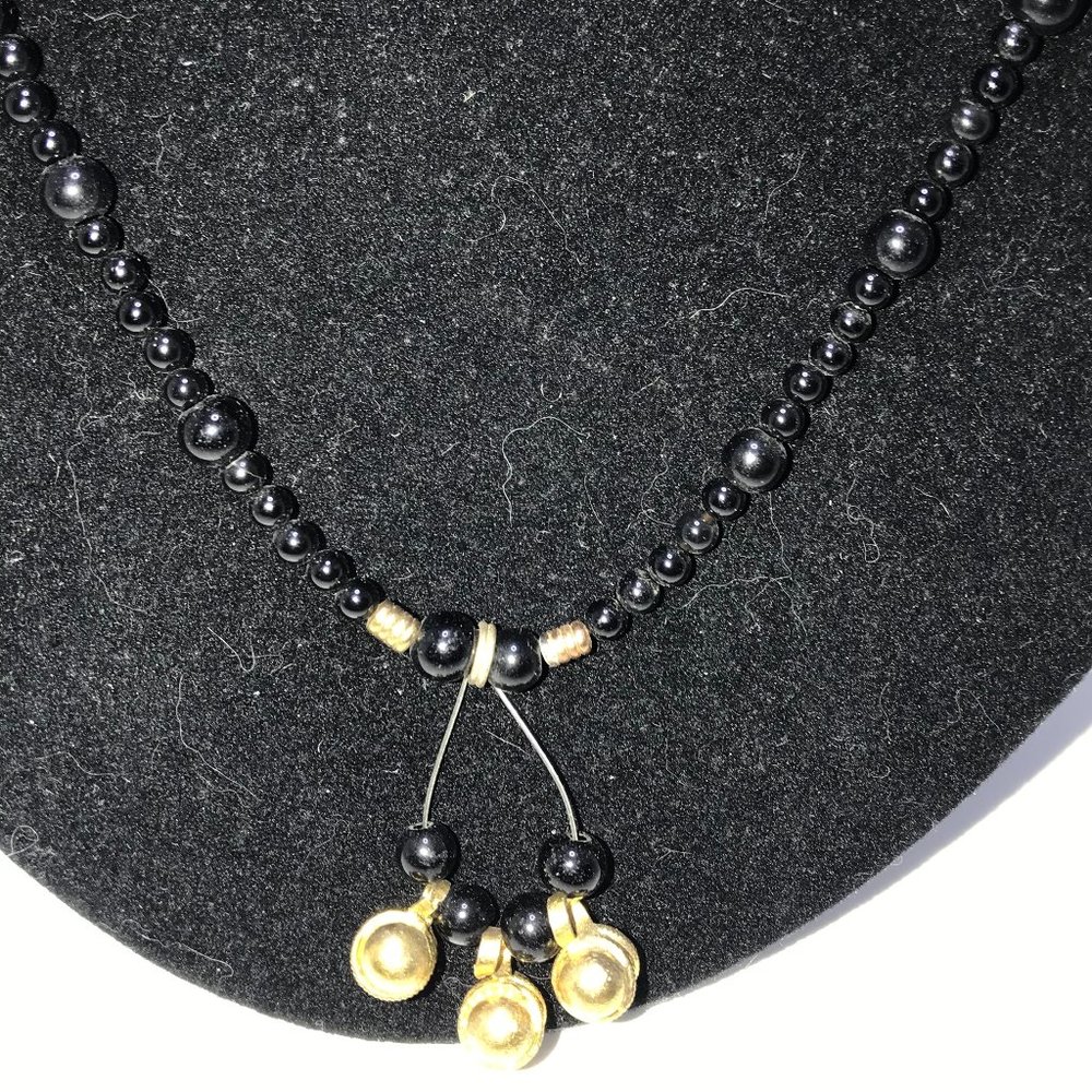 22" Long Onyx And Obsidian Beaded Necklace Set